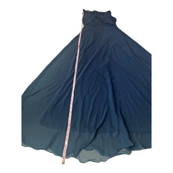 After Six Midnight Blue V-Neck Split Sleeve Blouson Bodice Maxi Dress - 1565  6R - Picture 9 of 14